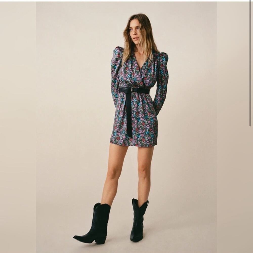 MANGO Printed Floral Dress with Balloon Sleeves Size 4 - Picture 3 of 12